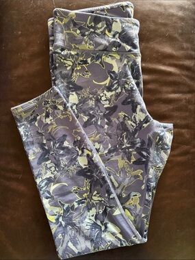Fabletics Purple and Yellow Floral Print Leggings